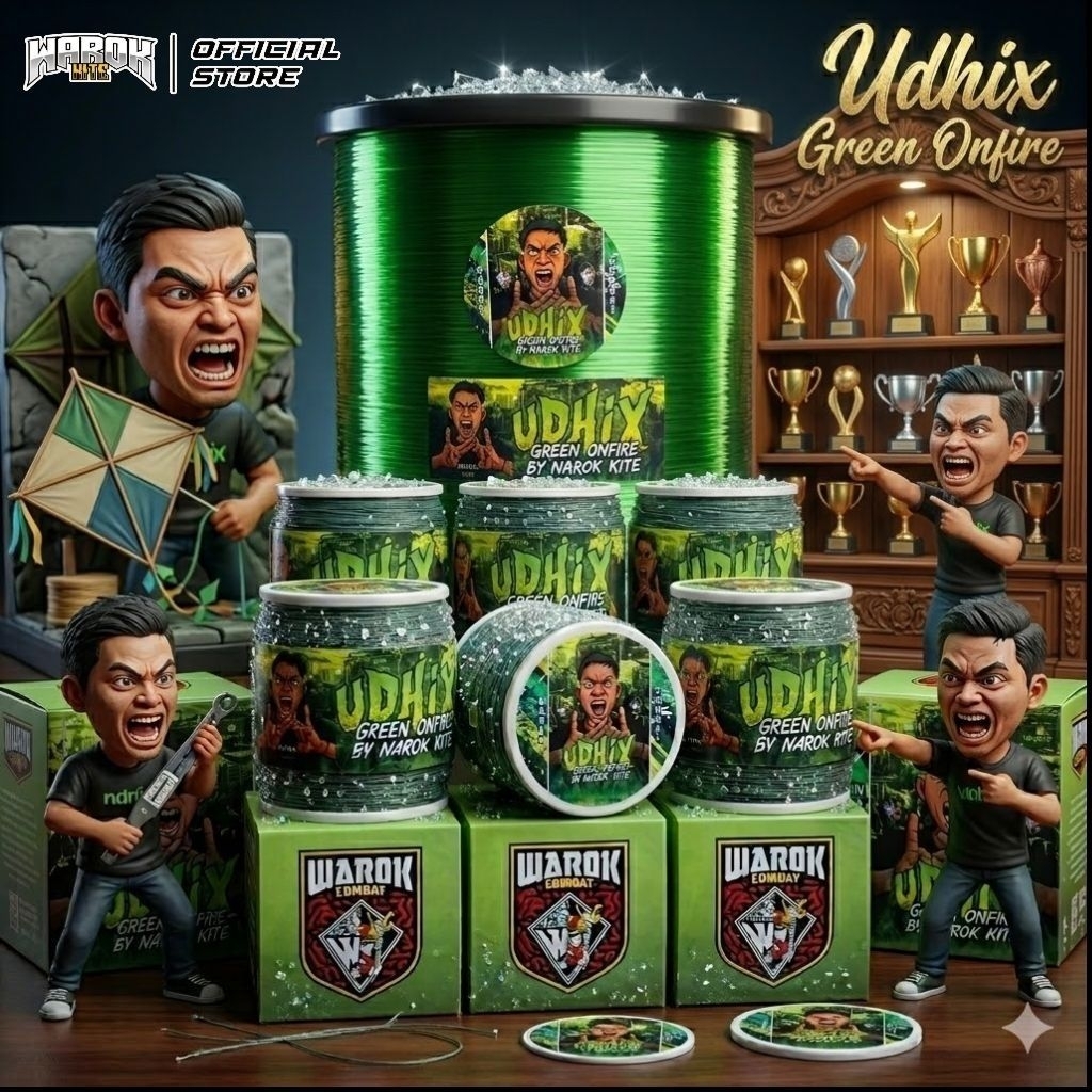 Gelasan Matot Warok UDHIX GREEN ONFIRE 1600 yard 0,23 Bahan Hijau Kejam Import Halus Berasa Tajam Sp