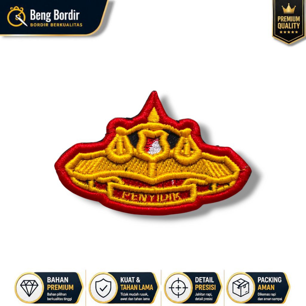 Brivet brevet Wing Penyidik Polri Bordir Timbul roda Saku Baju Polisi