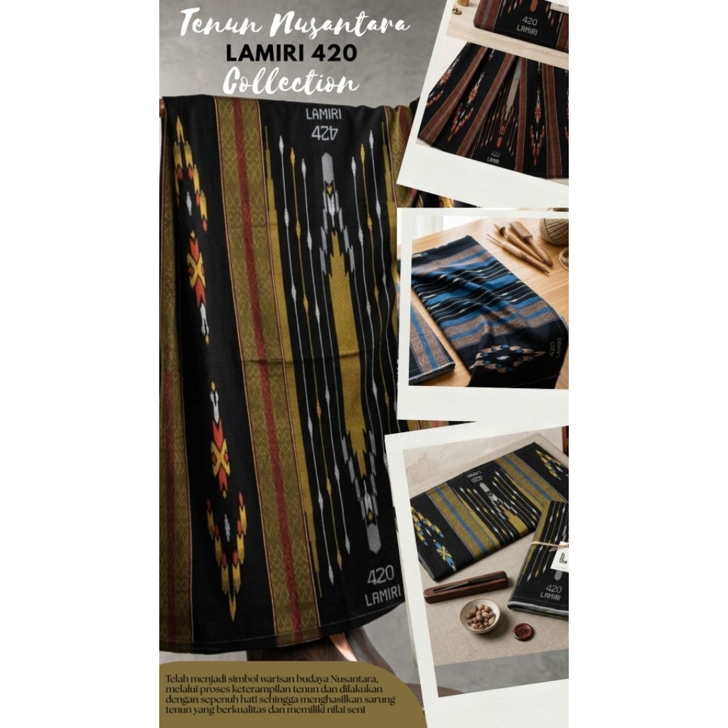 LAMIRI420 Sarung Tenun / Tenun Songket Premium Original 100% - Bahan Mesres, Sutra Kualitas Tinggi