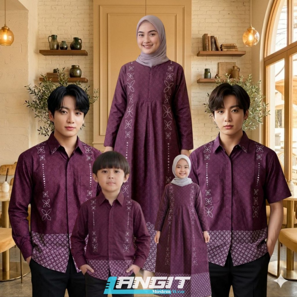Baju Batik Couple Keluarga Kondangan | Batik Couple Keluarga Premium | Batik Sarimbit Ibu Ayah & Ana