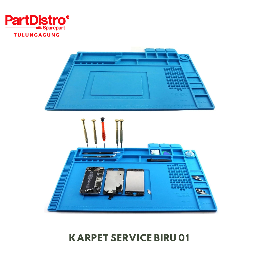 Karpet Service HP Biru 01 Alas Kerja Teknisi Anti Panas Anti Slip Meja Servis Elektronik