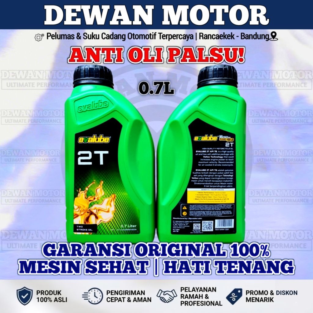 ​Oli Samping Evalube 2T 0,7L 700ml Original Motor RX King F1ZR Satria Vespa - Dewan Motor Bandung