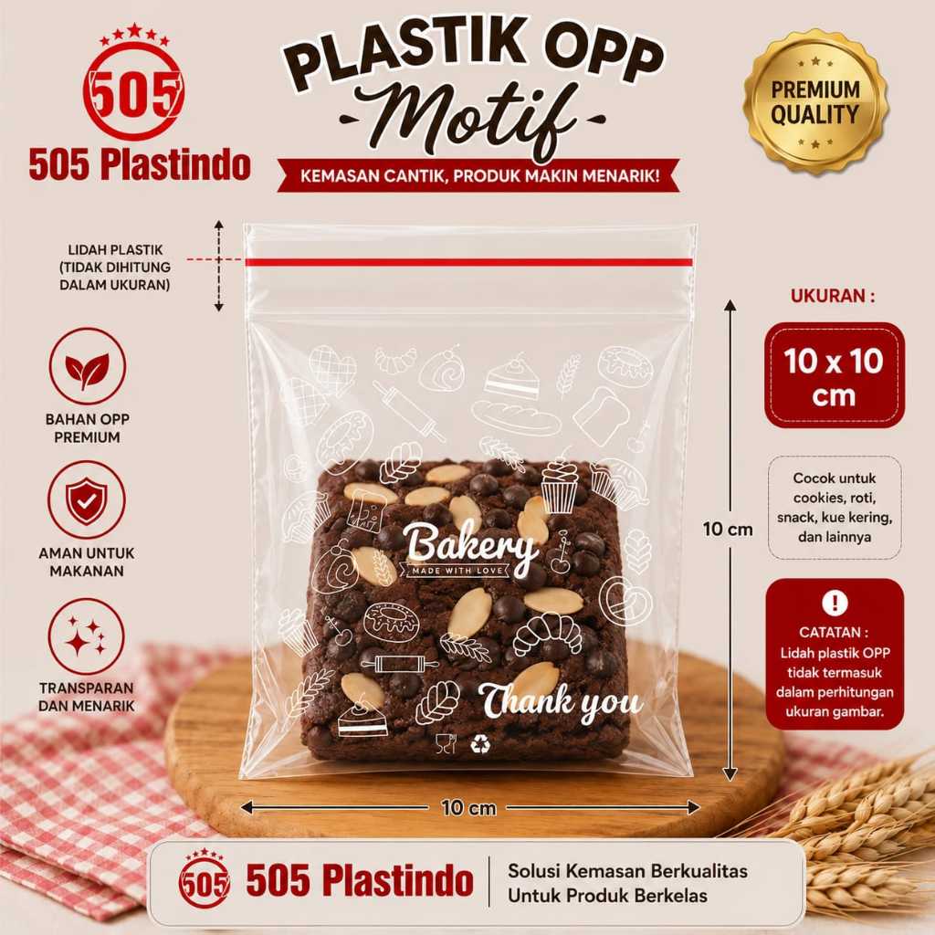 OPP MOTIF BAKERY THANK YOU 10X10 ISI 100LEMBAR