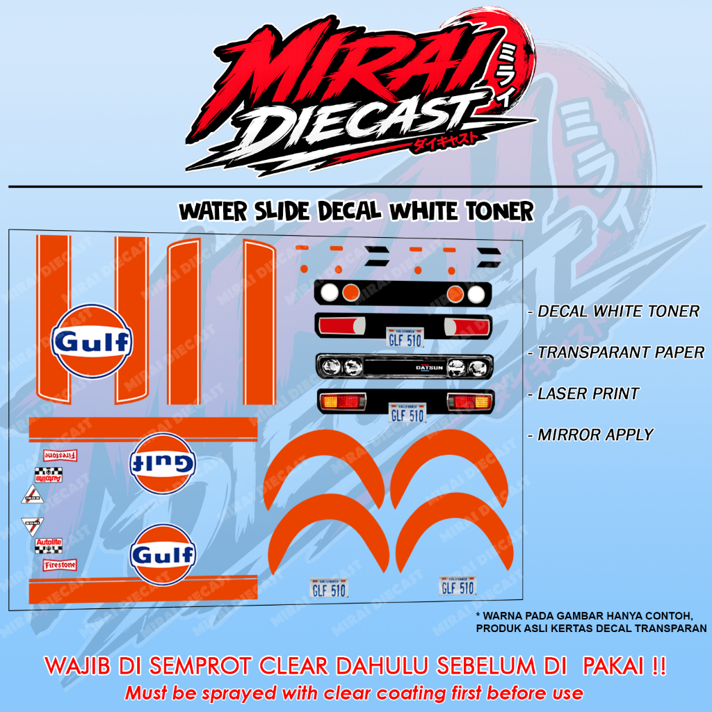 Decal Hot wheels Datsun gulf RLC