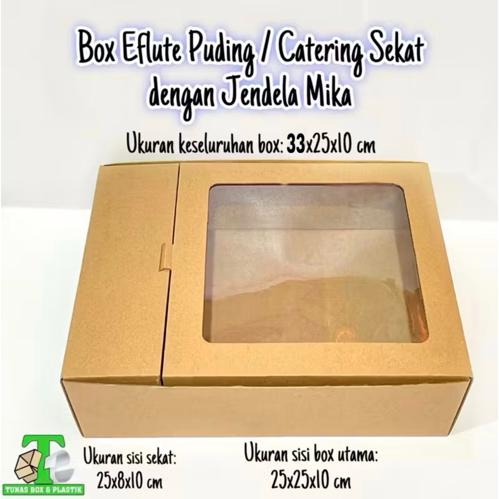 Dus Pudding Sekat Uk 25 | Kotak Catering Sekat Dengan Mika | Kotak Dessert Sekat Vla | Box Kue Pudin