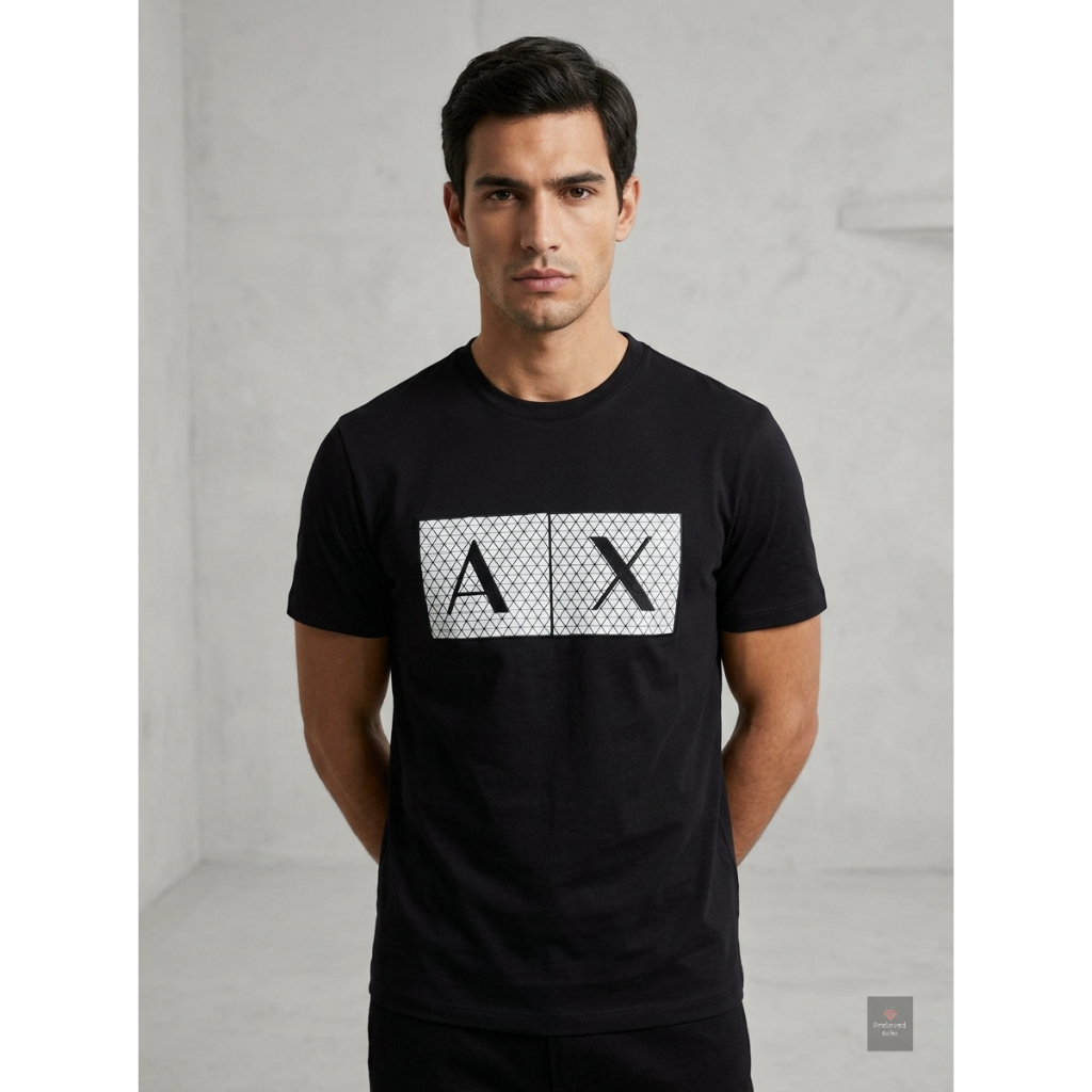 Kaos Armani Exchange Hitam Size M Big Logo Fulltage