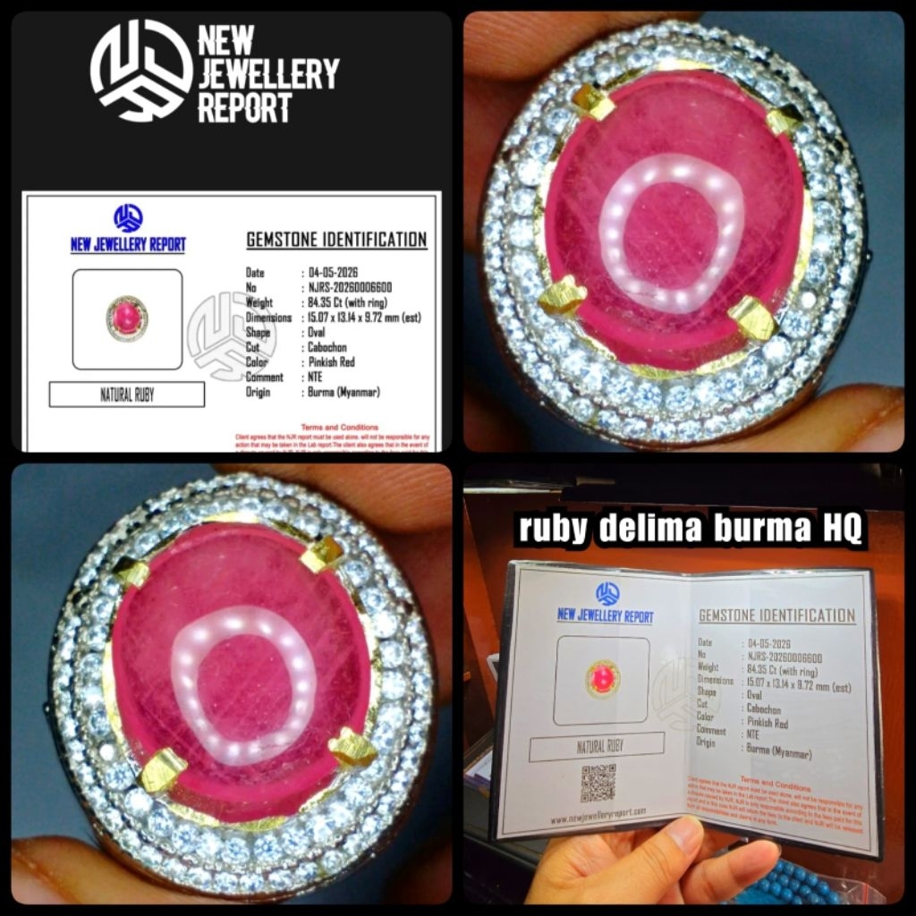natural ruby star delima burma myanmar + sertifikat lab