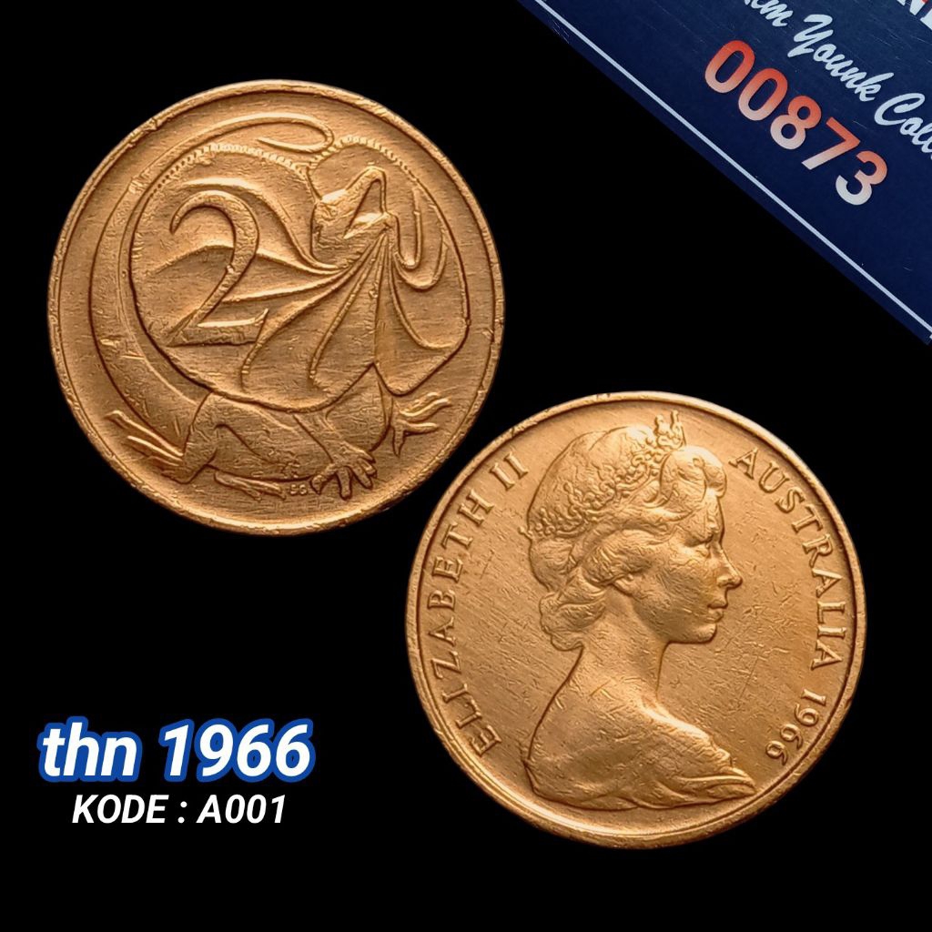 UKA066Coin 2 Cent (Australia) Elizabeth II Thn 1966 Detail Bagus Sesuai Difoto Kode:A001