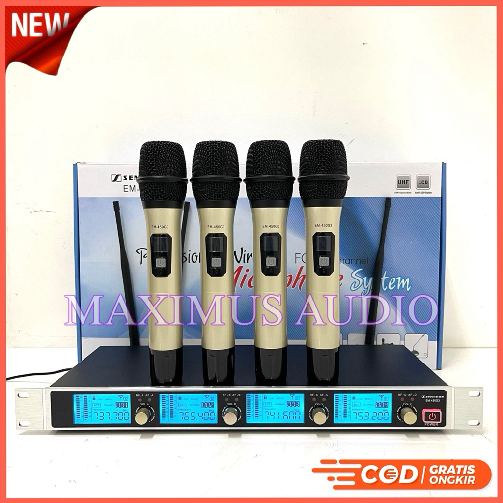 Mic Wireless Sennheiser EM 450 G3 / EM450 G3 / EM 450G3 Mic Handheld 4 Buah Mic Sennheiser