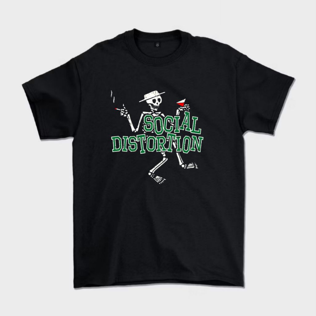 T-shirt Social Distortion - Kaos Band Social Distortion Cheers Tengkorak