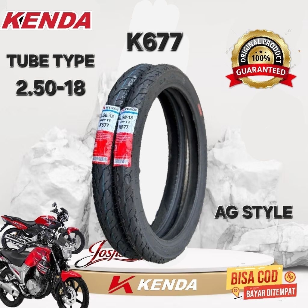 BAN LUAR KENDA THORAK TUBETYPE 250-18 AG STYLE BAN MOTOR FIZR MEGAPRO TIGER JUPITER DLL ORIGINAL KEN
