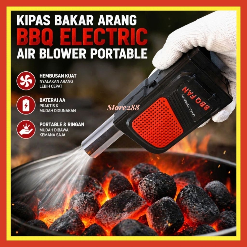 Kipas Angin BBQ Air Blower Electric - OK392Kipas Bakar Arang BBQ Electric Air Blower Portable