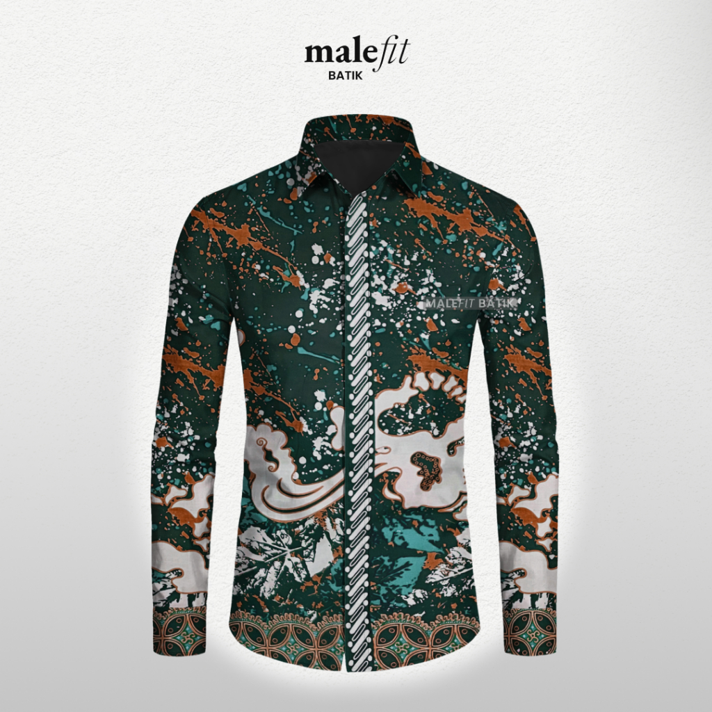 Baju Batik Pria Lengan Panjang MOTIF CIPRAT Warna Hijau Lapis Furing | MaleFit Batik