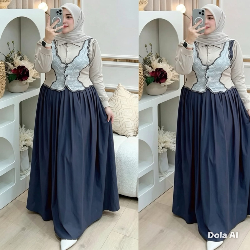 GAMIS  MIDI VIRAL IJO PINK//GARIS2//BAHAN ADEM MELLAR//SHOPEE FASHION