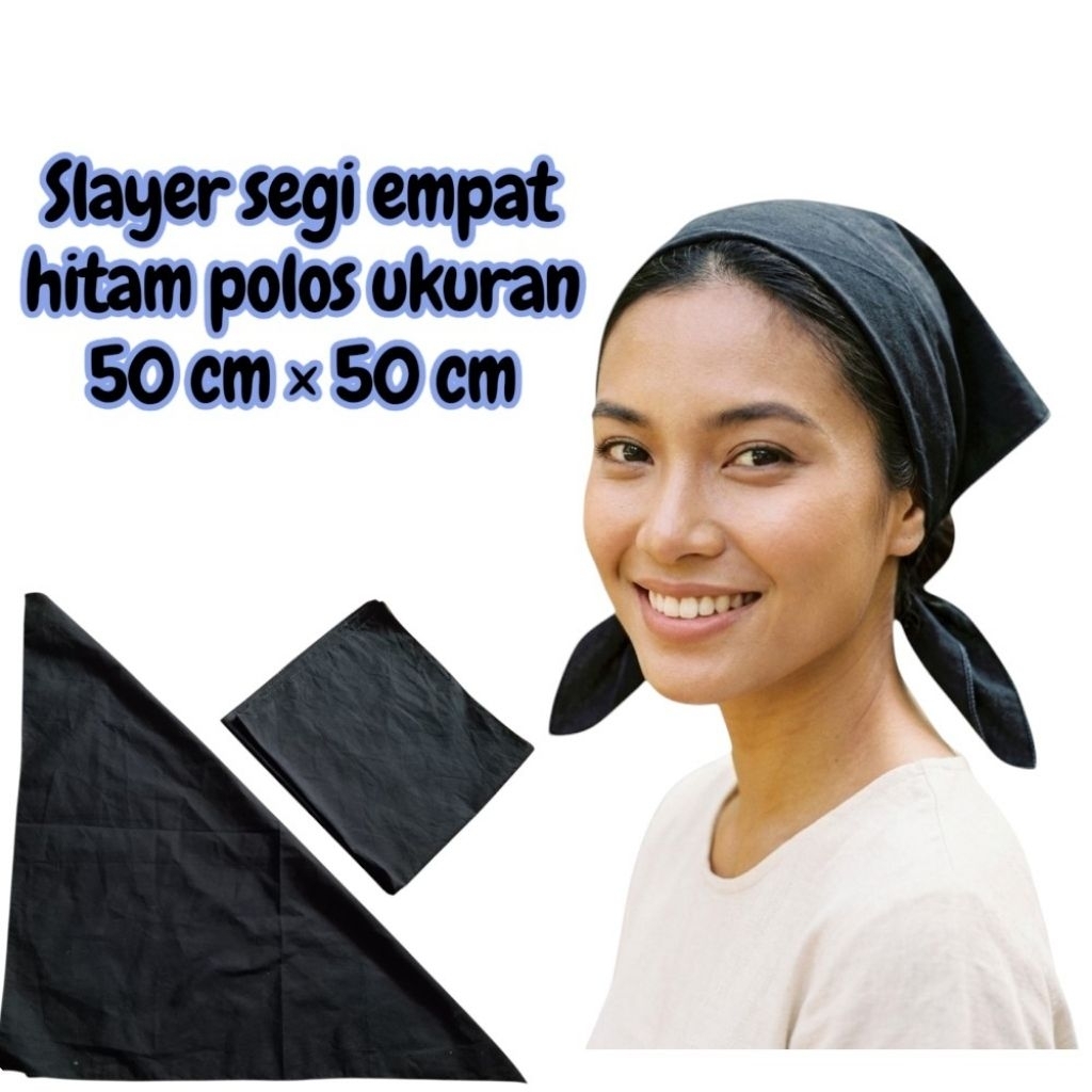 slayer bandana hitam polos segi empat ukuran 50×50 slayer scraf sapi tangan segi empat hitam polos