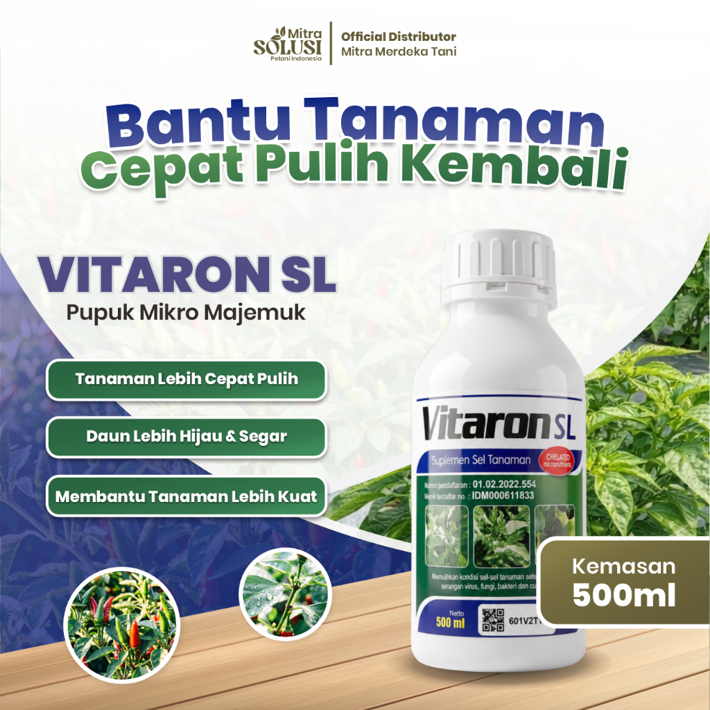 VITARON SL 500ML - Pupuk Mikro Majemuk Untuk Mengatasi Keriting Daun dan Virus Kuning