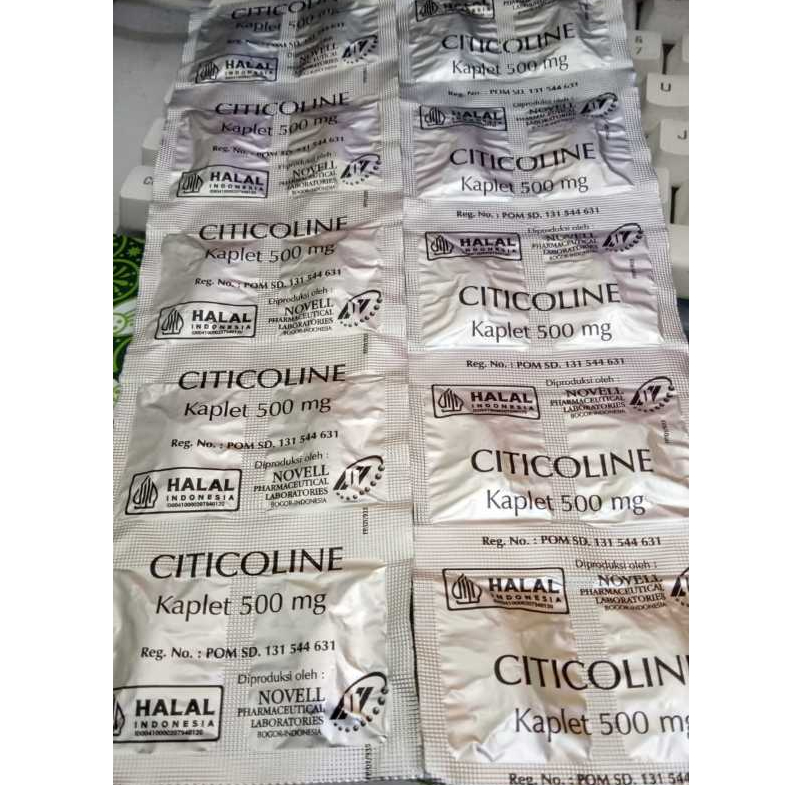 CITICOLINE KAPLET 500MG 1 STRIP 10 TABLET | SUPLEMEN OBAT PELINDUNG SARAF