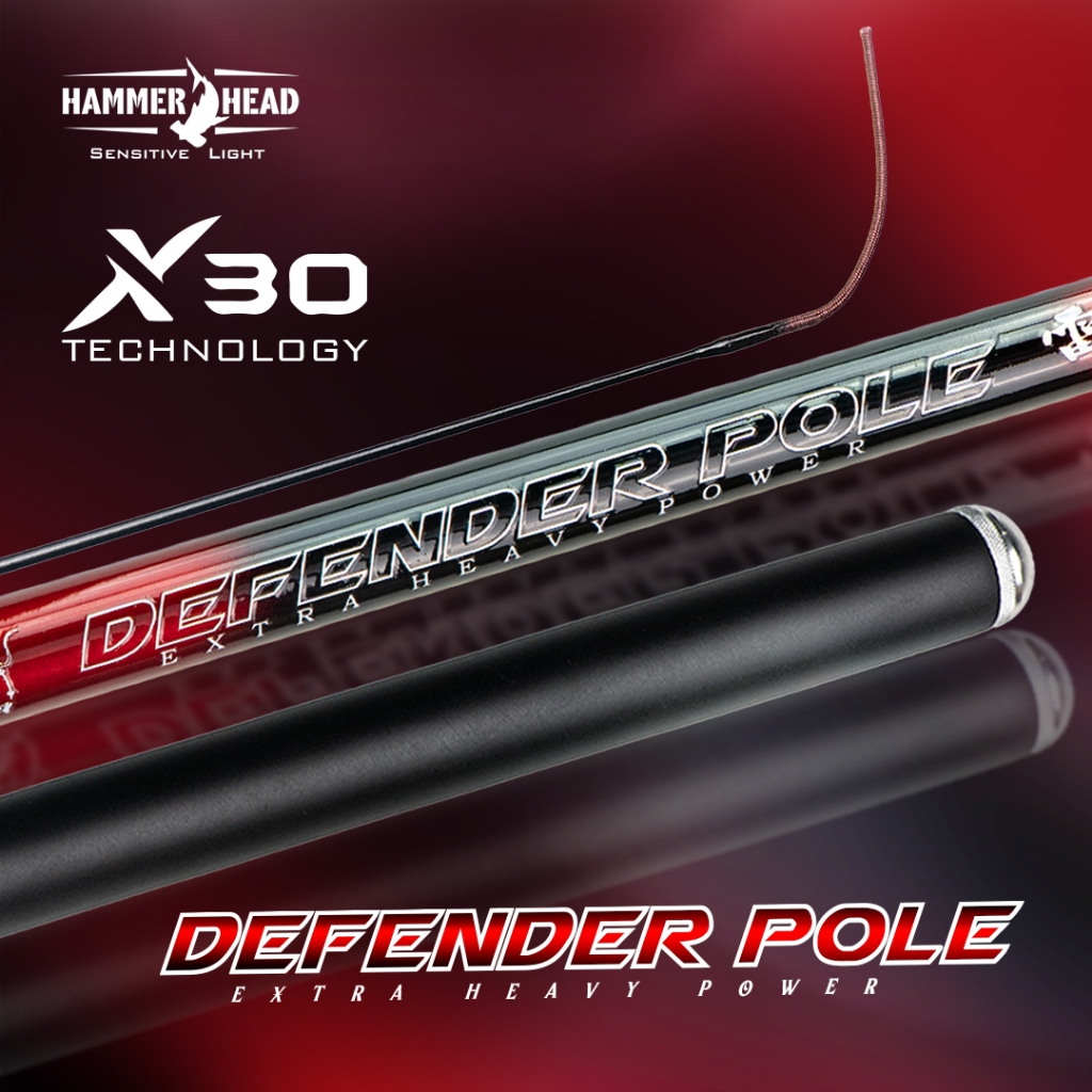HAMMER HEAD Joran Pancing Tegek DEFENDER POLE 240 - 630CM Carbon X30 Extra Heavy Solid Tip