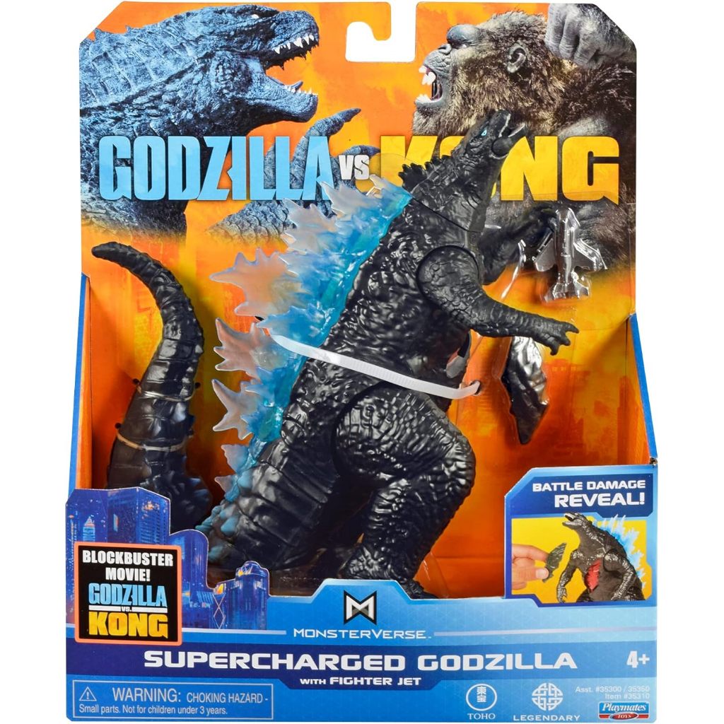 Playmates Toys MonsterVerse Godzilla vs Kong 6" Supercharged Godzilla w/ Fighter Jet