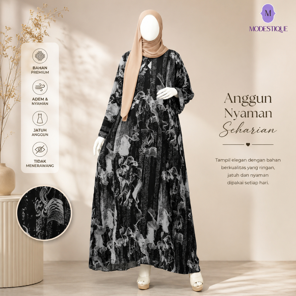 Abaya Wanita Jumbo LD 130 Gamis Alila Rayon Premium Busui Friendly Kondangan Lebaran