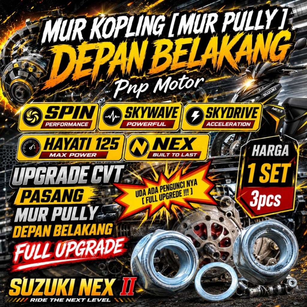 harga 1 set Mur CVT BAUT Pully Rumah Roller full upgrade SUZUKI SPIN SKYWAVE SKYDRIVE HAYATI 125 NEX