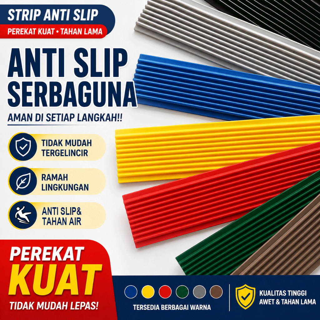 Lakban Anti Slip Tangga Outdoor, Pembatas Anak Tangga, Waterproof, Stiker Lantai Kamar Mandi, Pereka
