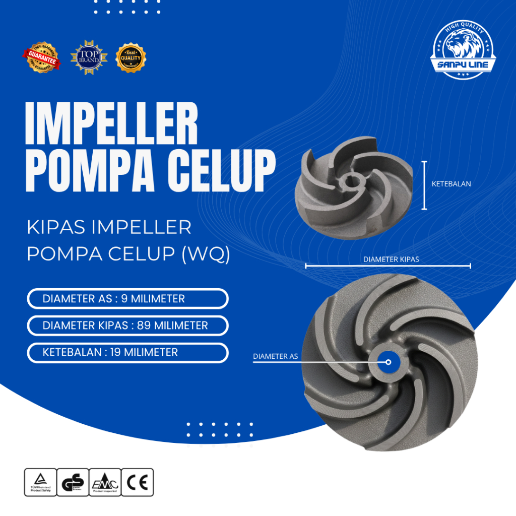 SPAREPART Impeller Pompa Celup Air Bersih Otomatis WQ Sanpuline