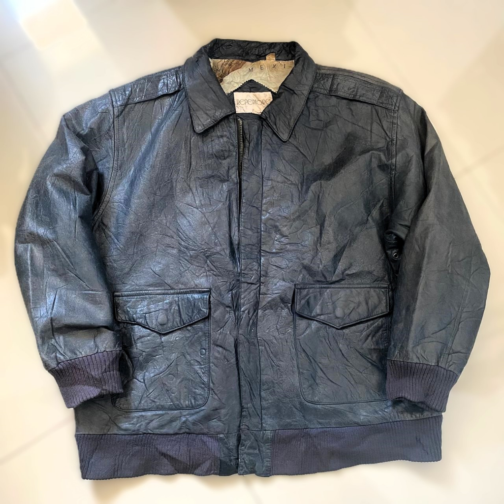Jaket Bomber Pilot Kulit Vintage Repertoire