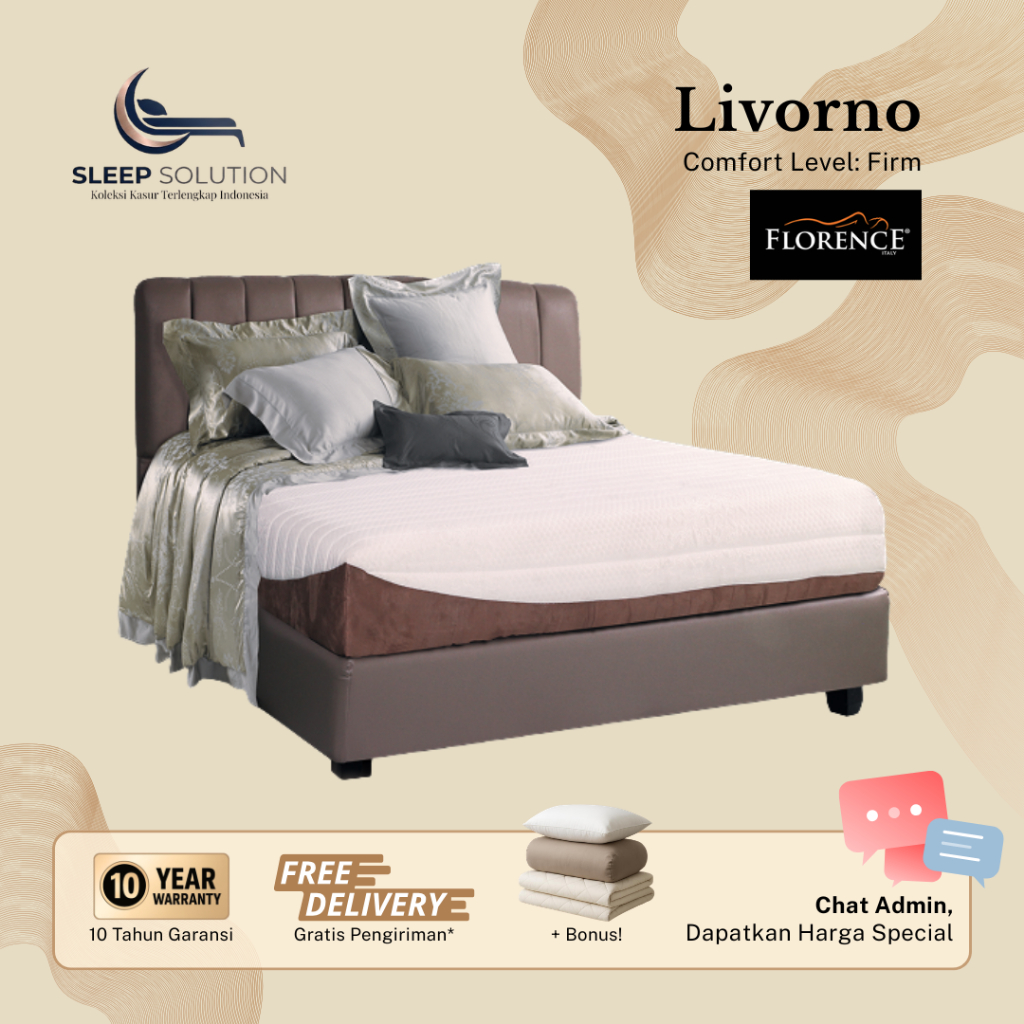 FLORENCE LIVORNO I Kasur Spring Bed | Matras Premium | 100x200, 120x200, 160x200, 180x200, 200x200