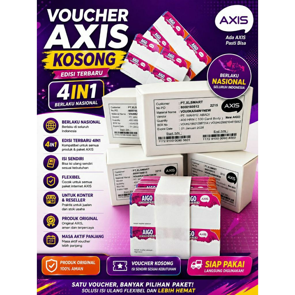 Voucher Axis kosong bahan inject voucher Axis