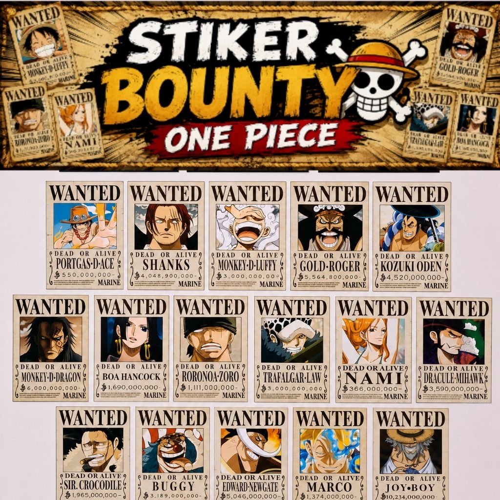 STIKER DINDING BOUNTY ONE PIECE 16PC