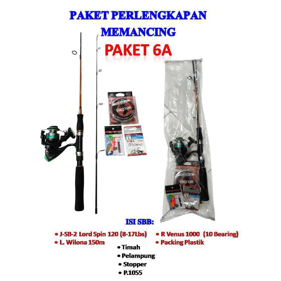 Joran Set Carbon Hollow lord Spin dan Reel Venus 1000 ( 10BB ) Siap Pakai
