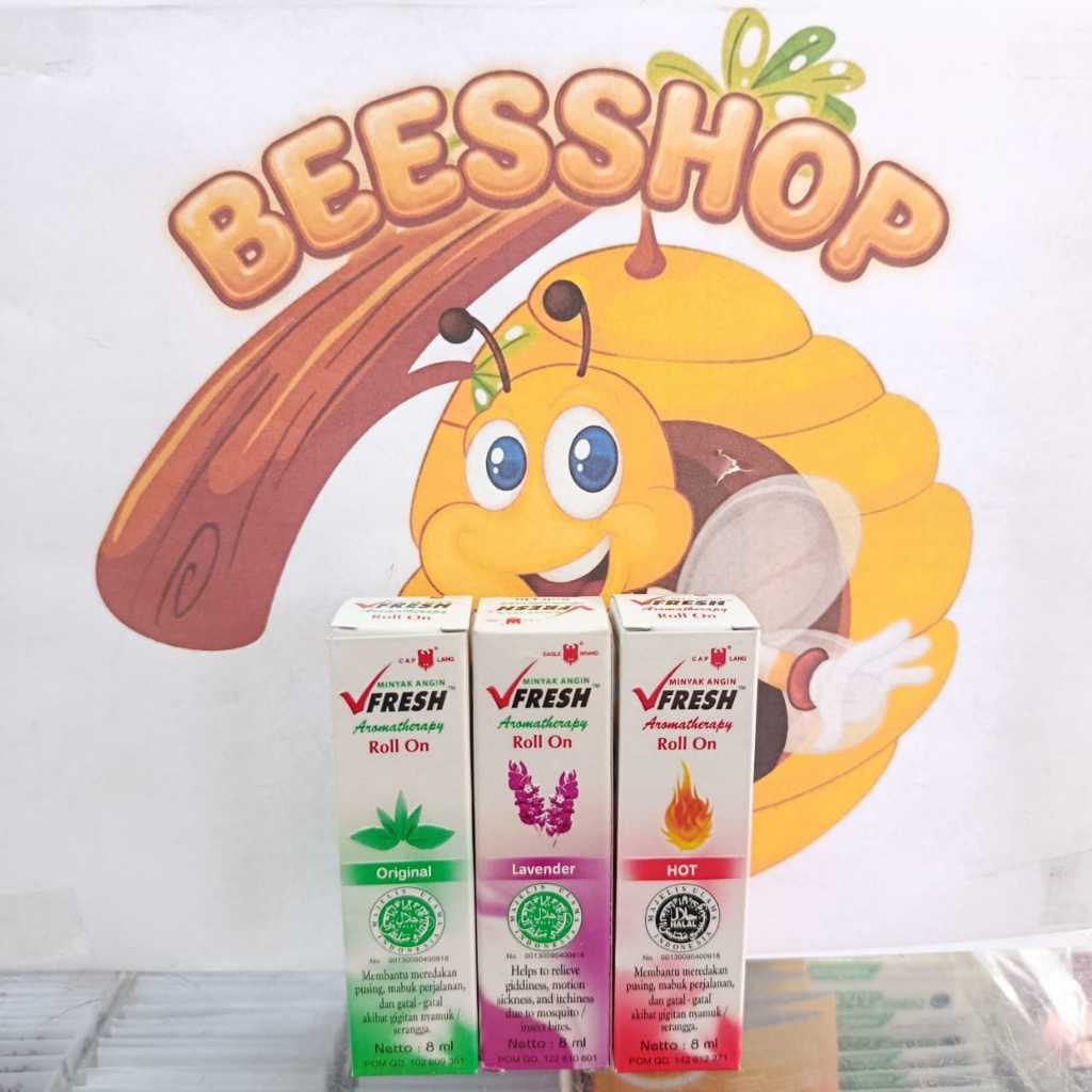 Minyak Angin Roll On VFresh 8ml - Aroma Citrus Mint, Sensasi Hangat, Praktis