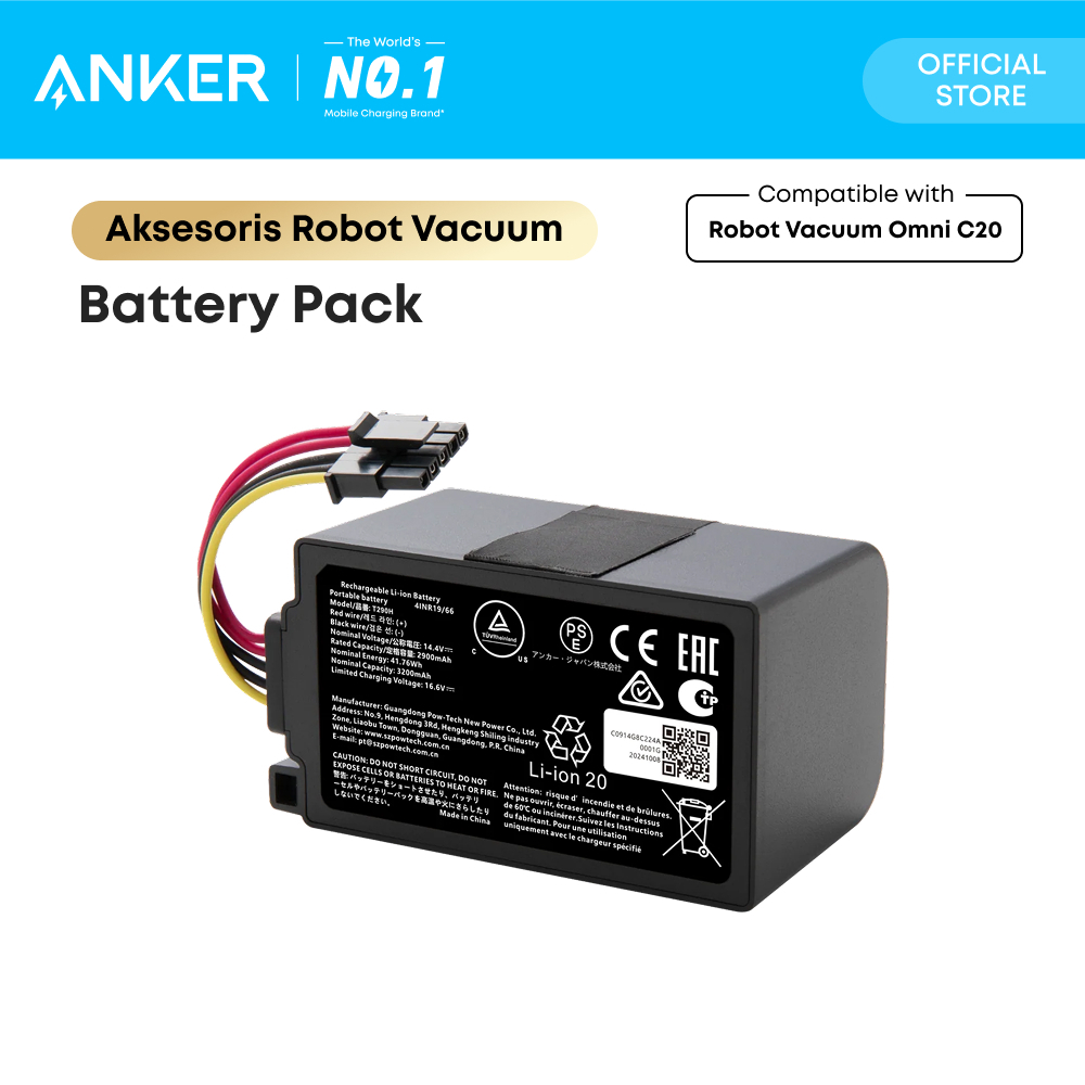 Eufy Replacement Battery for Robot Vacuum Omni C20, 3,200 mAh, 14.4V Lithium-Ion - T290H