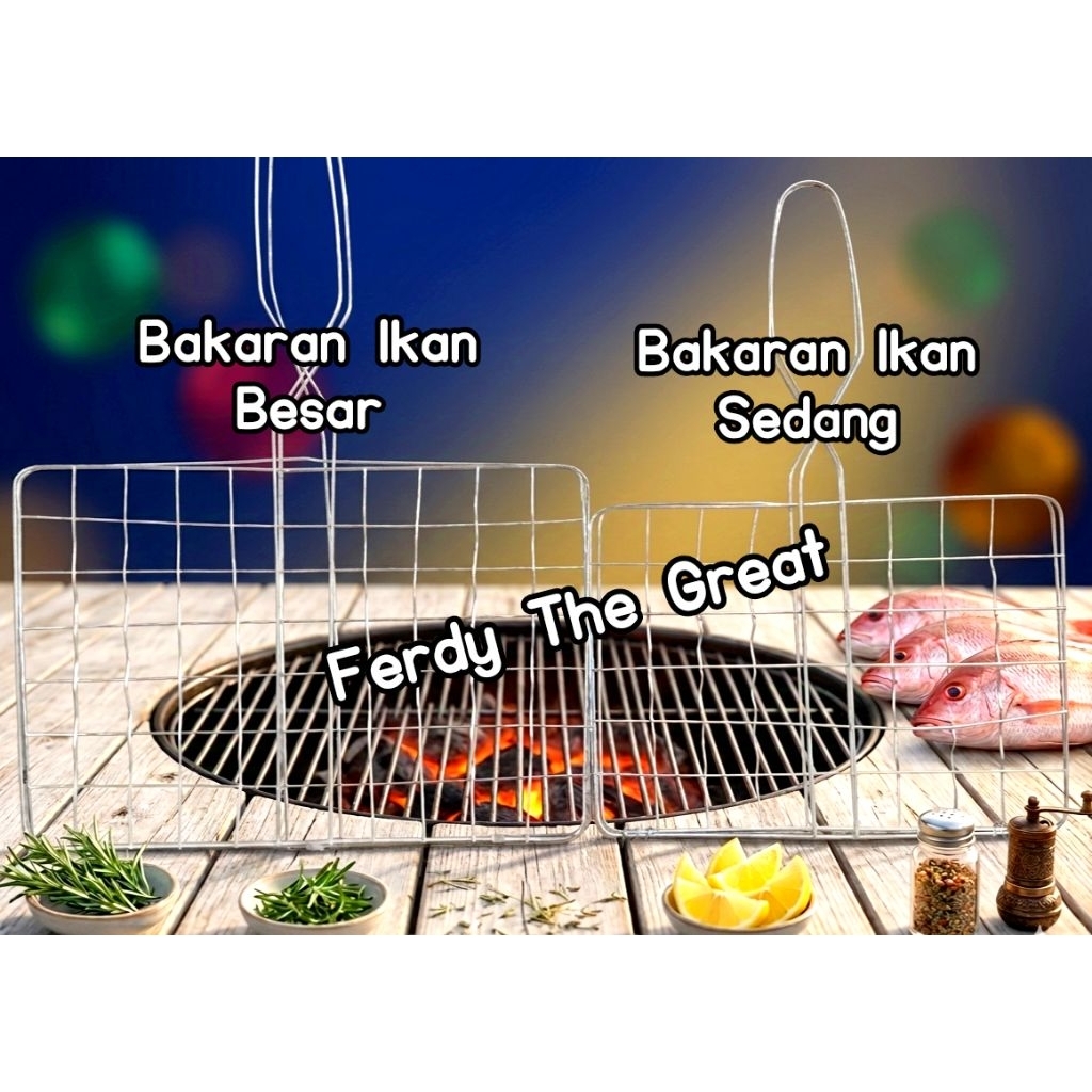 Panggangan bakaran ikan jepit kawat stainless / pemanggang / bakaran stainless kawat
