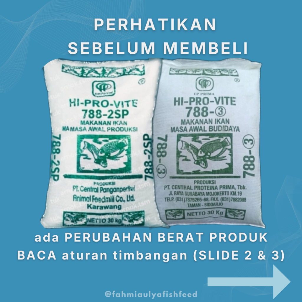 HI PRO VITE 788-2 Sp | Pakan ikan 788-2 (Ukuran pelet 2 mm) Pakan Ikan Lele Nila Gurame Patin Gabus 