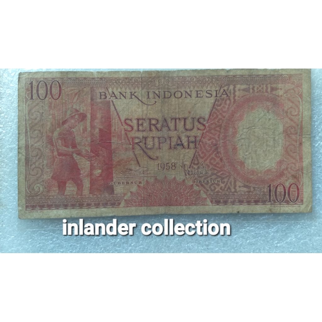 uang kuno 100 rupiah tahun 1958 asli