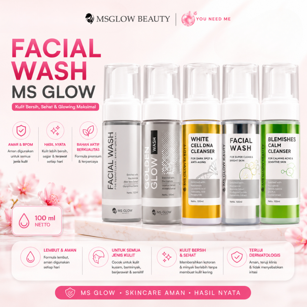 MS GLOW Facial Wash Original BPOM Sabun Wajah Glowing Brightening Untuk Kulit Kusam