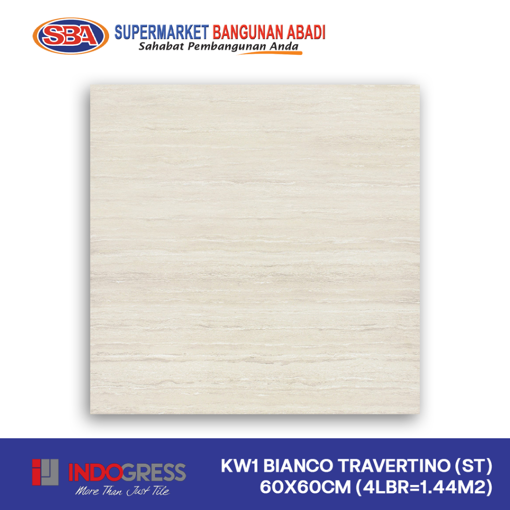 Keramik Lantai Granite Indogress Kw1 Bianco Travertino (ST) 60X60CM