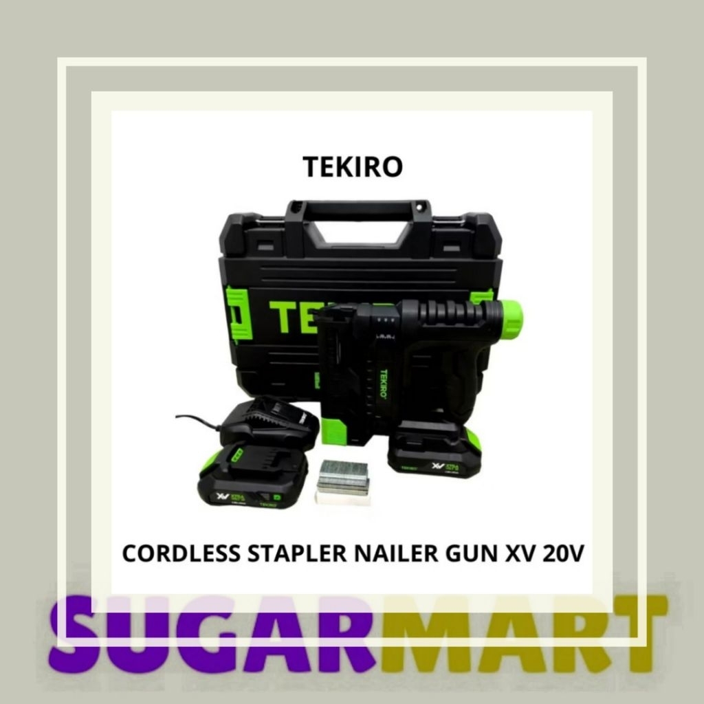 TEKIRO CORDLESS STAPLER NAILER GUN XV 20V MESIN PAKU TEMBAK