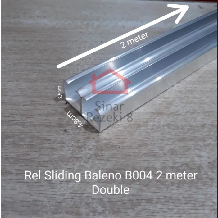 Rel Sliding B004 DOUBLE 2 METER / Aluminium Pintu Lemari Gantung Geser