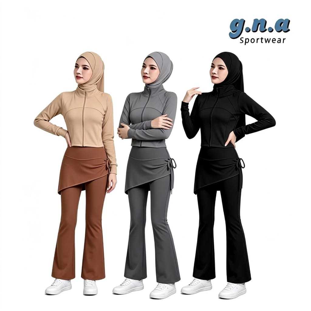 GNA FASHION SPORT / SLIMFIT DAN LEGGING SERUT FREE HIJAB  2IN1 / SETELAN OLAHRAGA 3IN1 MUSLIM  DENGA