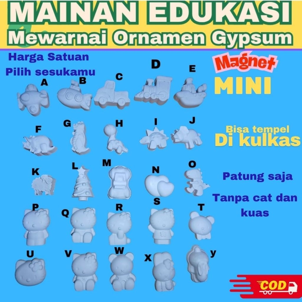Patung Lukis Gypsum Tempelan Kulkas Mini