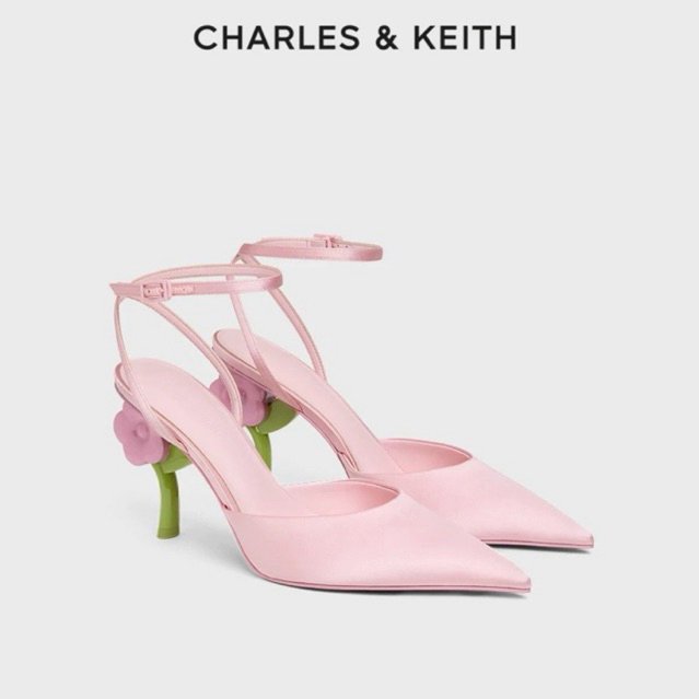 [PO] Heels Charles And Keith Flower Viral Pink Original 100%