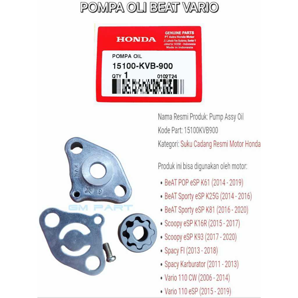 Pompa Oli Beat Vario 15100-KVB-900 Pump Assy Oil