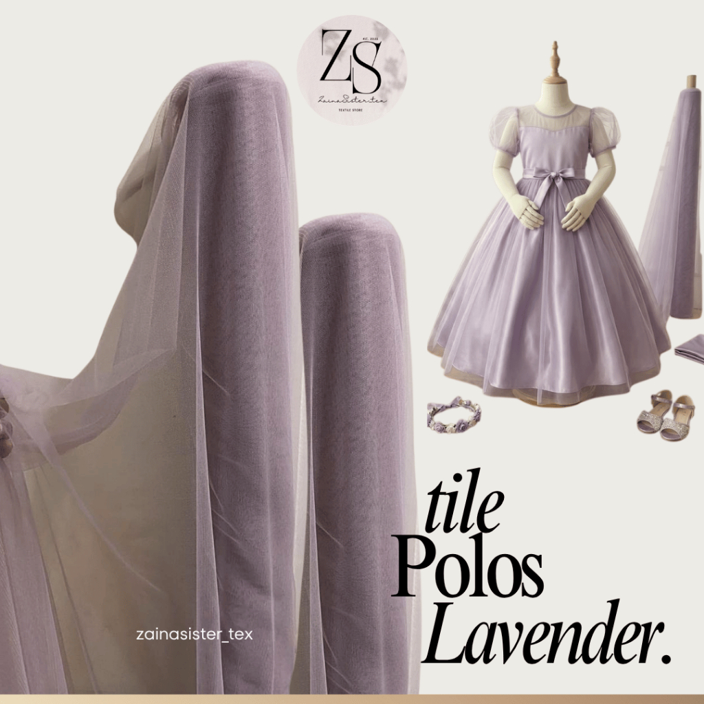 1/2 Meter Bahan Kain Soft Tile Tulle Halus Polos Warna Ungu Lavender