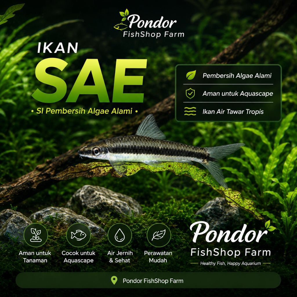 Ikan SAE Siamese Algae Eater Pemakan Lumut Aquascape Aktif Sehat