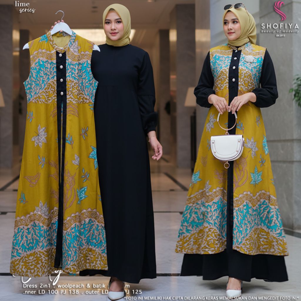 Widya 2in1 Set Dress setelan inner Wollpeacg Premium dan Outer Batik Premium outfit kampus kerja kan
