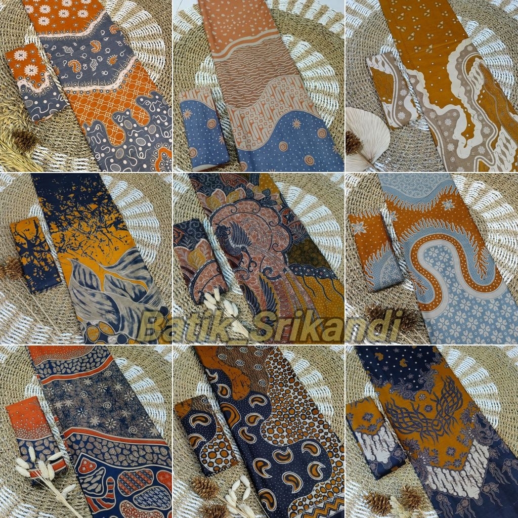 Kain Batik Printing Orange Lengkap Katun Halus
