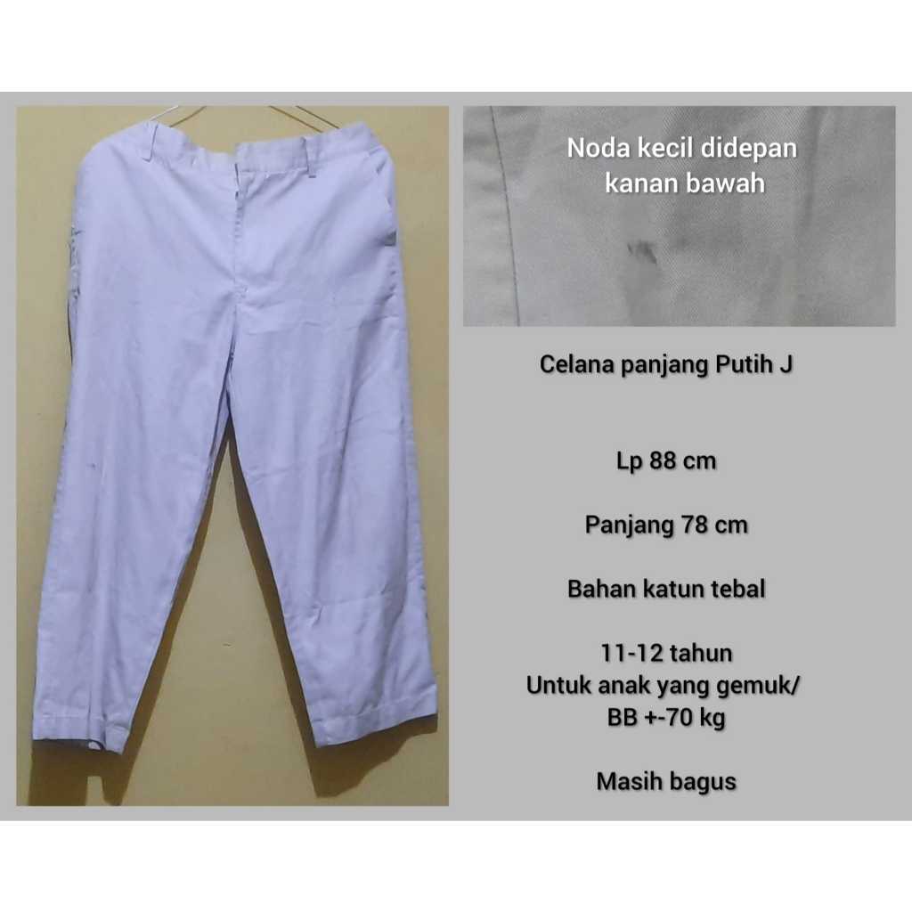 Celana panjang putih seragam anak sekolah SD SMP SMA prelove murah meriah kondisi masih bagus